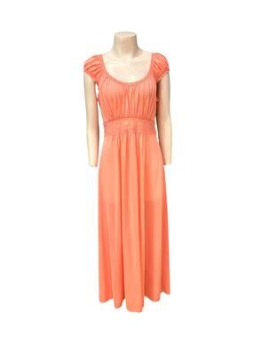 Vintage Pink Nightgown Maxi Dress Lace Empire Waist Medium -